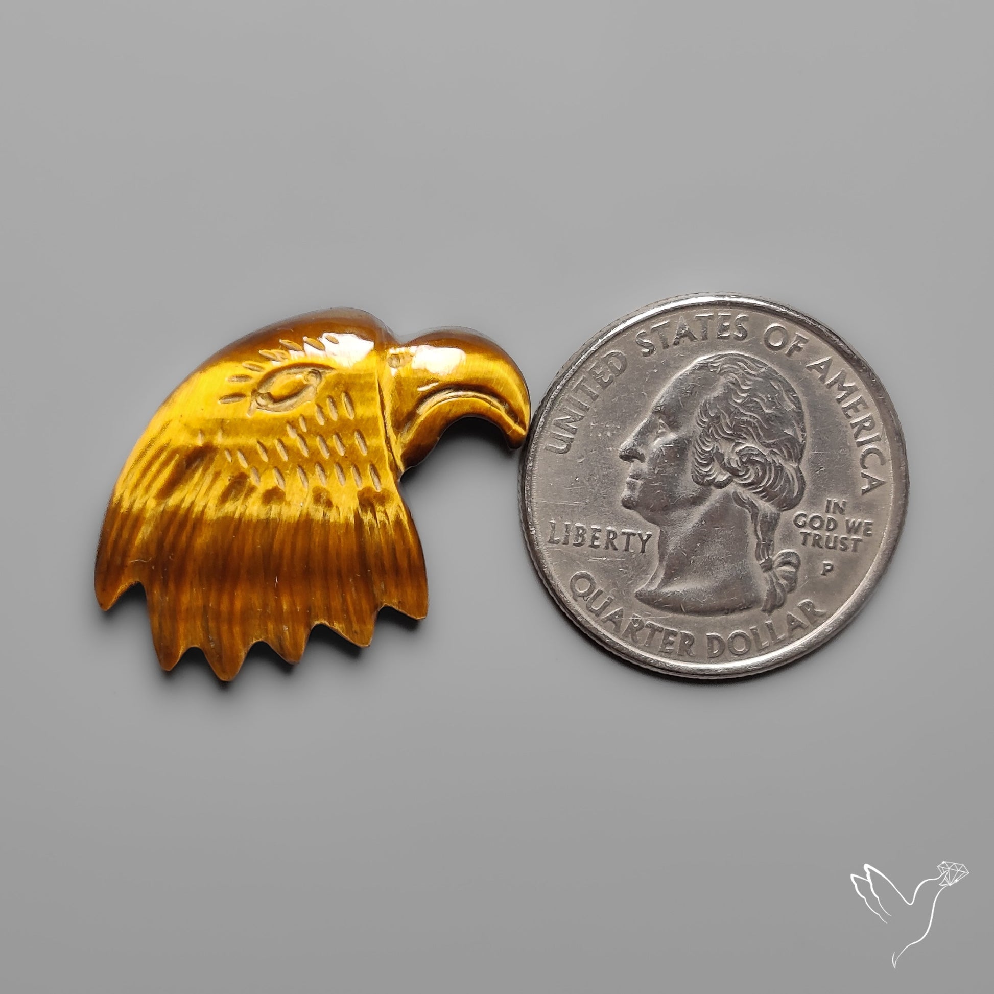 Tiger Eye Eagle Face Carving