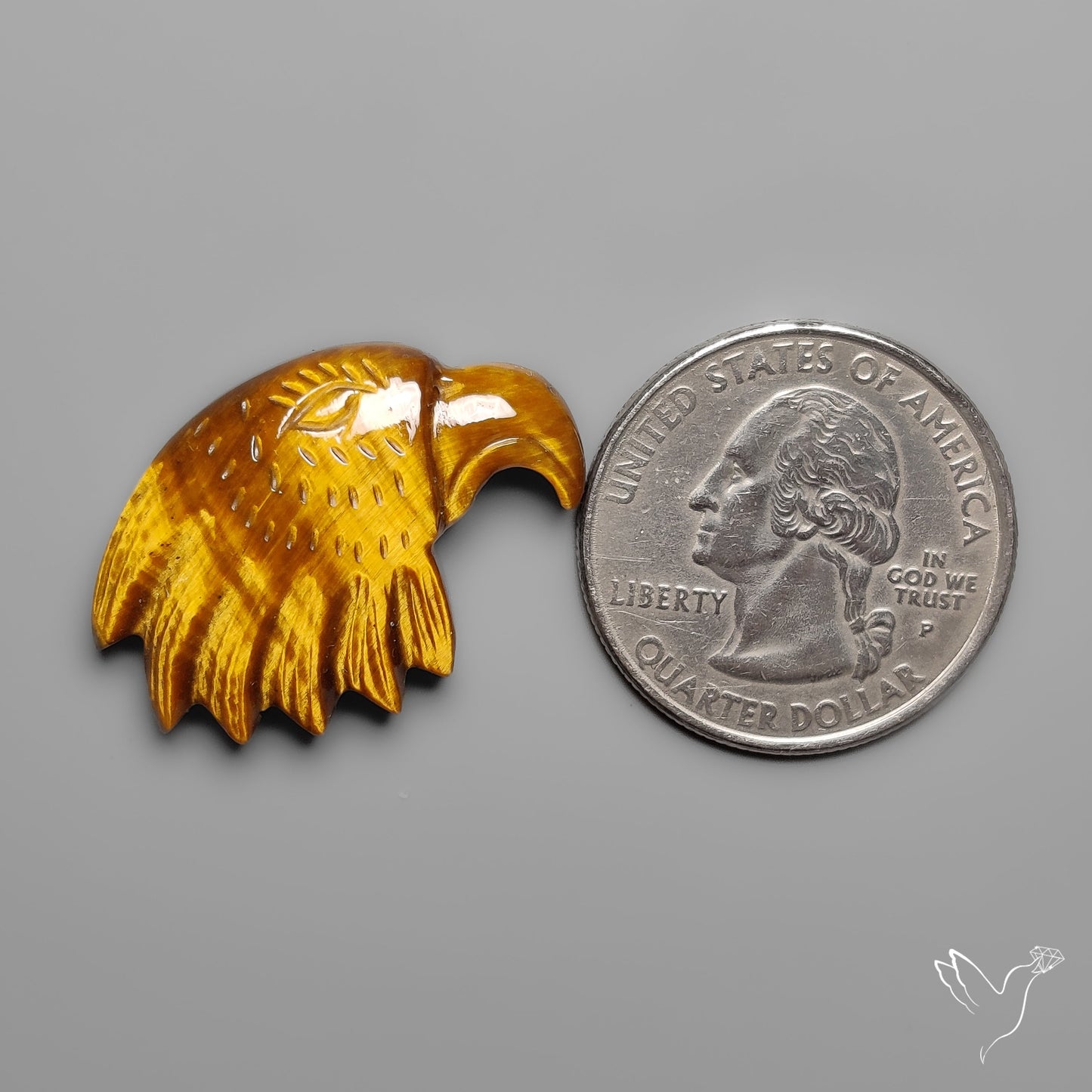 Tiger Eye Eagle Face Carving