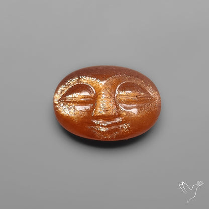 Sunstone Oval Moonface Carving