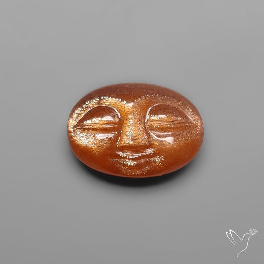 Sunstone Oval Moonface Carving