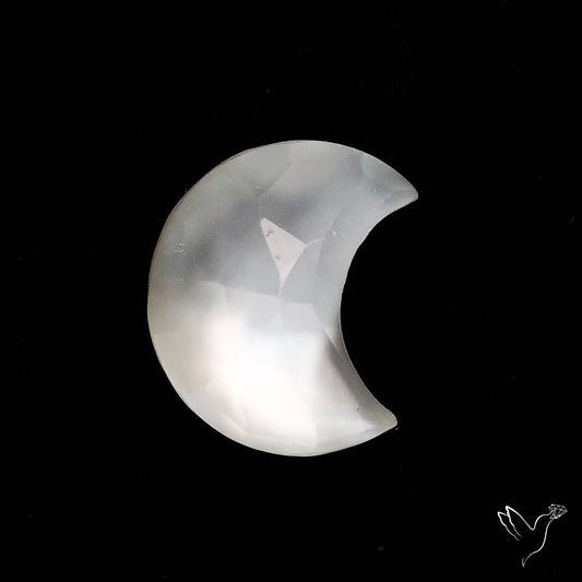 Rose Cut Himalayan Quartz With Mother Of Pearl Doublet Crescent Carving