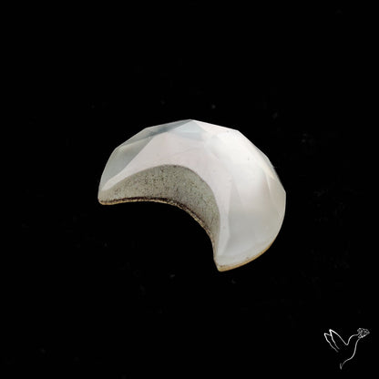 Rose Cut Himalayan Quartz With Mother Of Pearl Doublet Crescent Carving