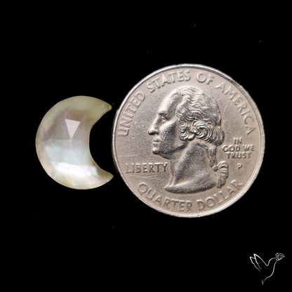 Rose Cut Himalayan Quartz With Mother Of Pearl Doublet Crescent Carving