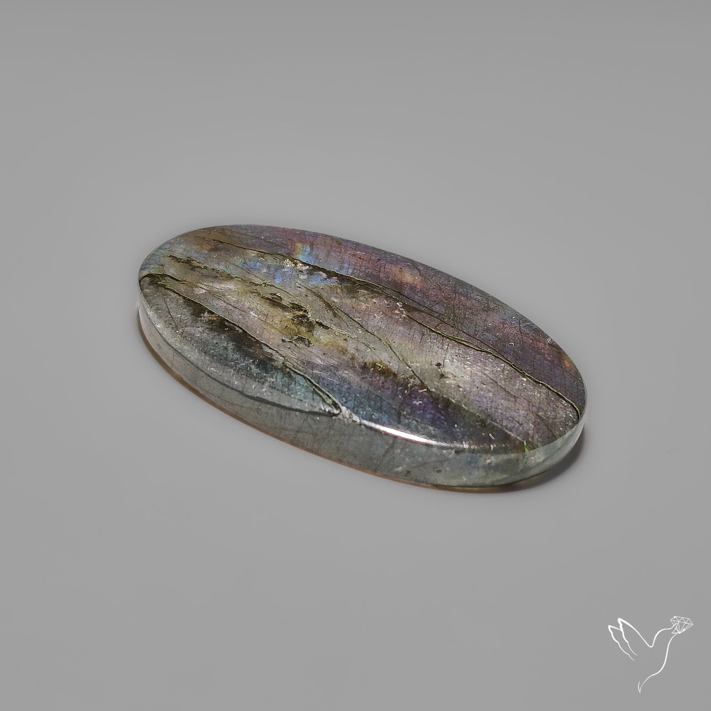 Electric Blue Green Spectrolite Cabochon