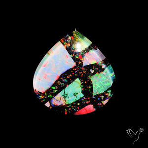 Crushed Monarch Opal Inlay Doublet with Quartz Cabochon