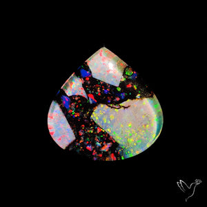 Crushed Monarch Opal Inlay Doublet with Quartz Cabochon