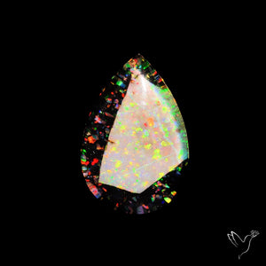 Crushed Monarch Opal Inlay Doublet with Quartz Cabochon
