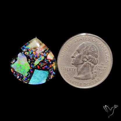 Crushed Monarch Opal Inlay Doublet with Quartz Cabochon