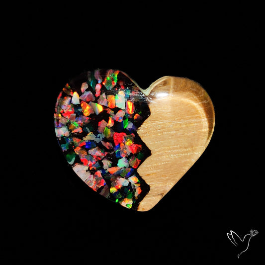 Broken Heart Crushed Aurora Opal Inlay Himalayan Quartz Doublet