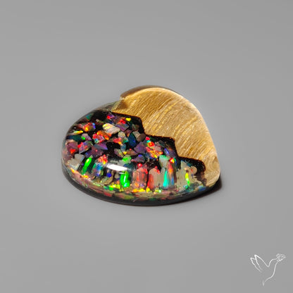 Broken Heart Crushed Aurora Opal Inlay Himalayan Quartz Doublet