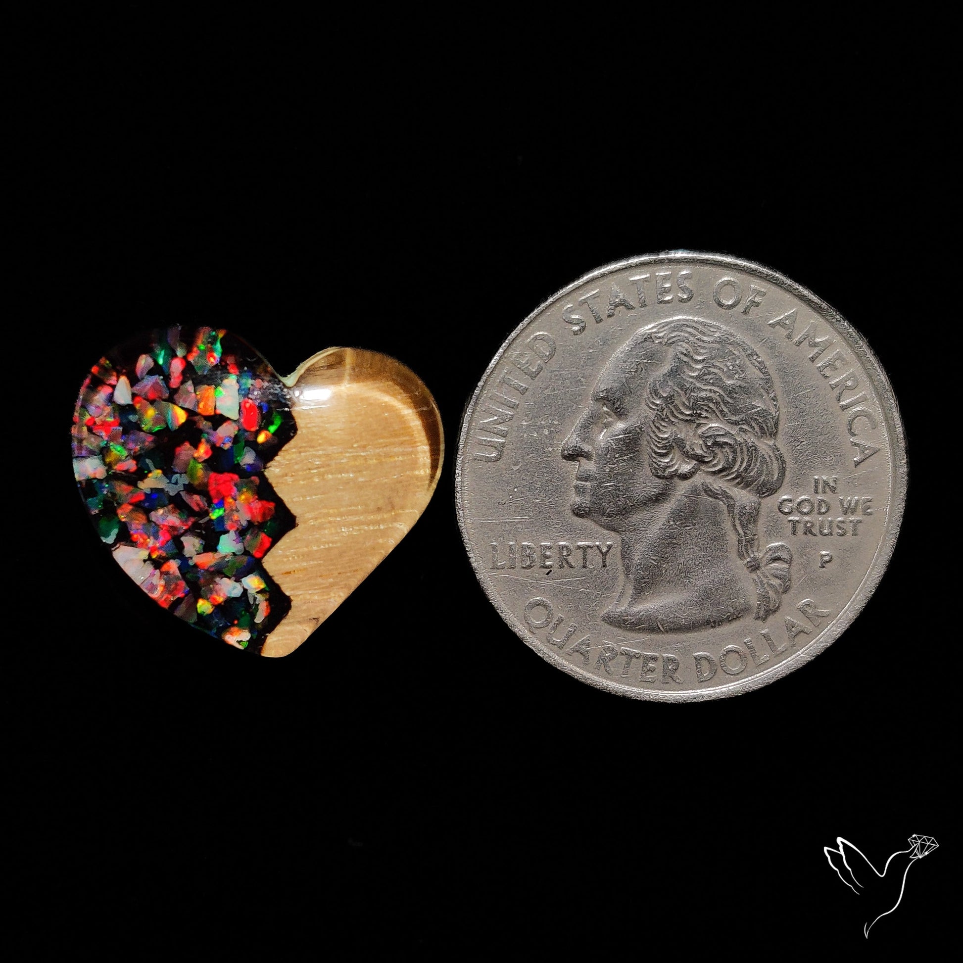 Broken Heart Crushed Aurora Opal Inlay Himalayan Quartz Doublet