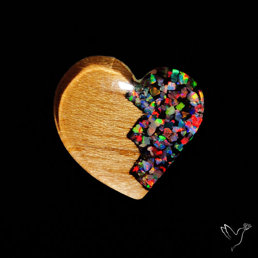 Broken Heart Crushed Aurora Opal Inlay Himalayan Quartz Doublet