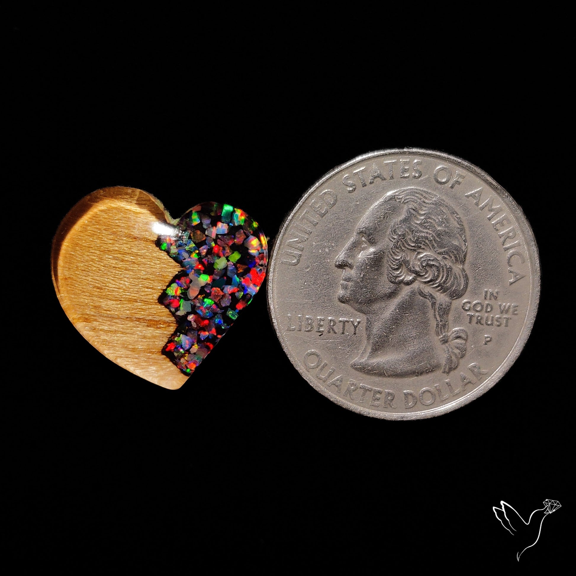 Broken Heart Crushed Aurora Opal Inlay Himalayan Quartz Doublet