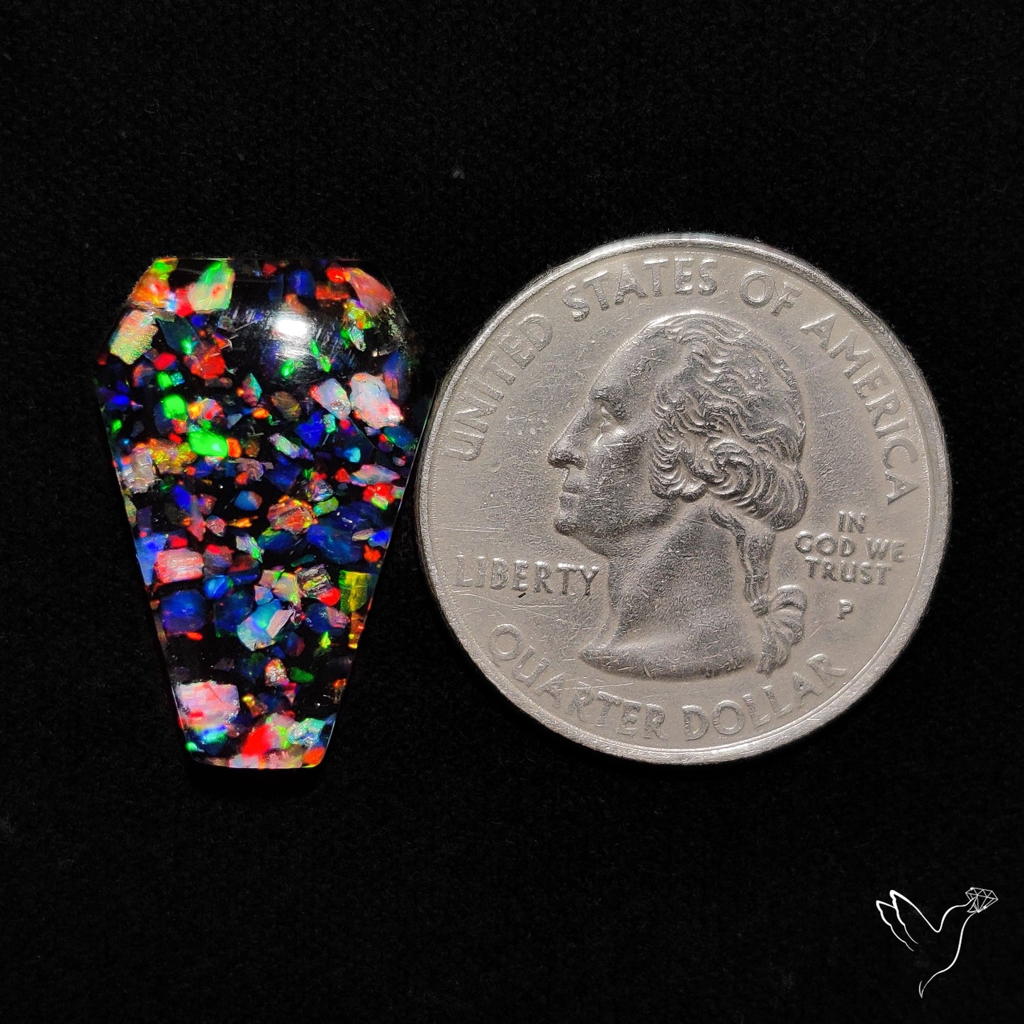 Crushed Aurora Opal Inlay With Himalayan Quartz Doublet Coffin