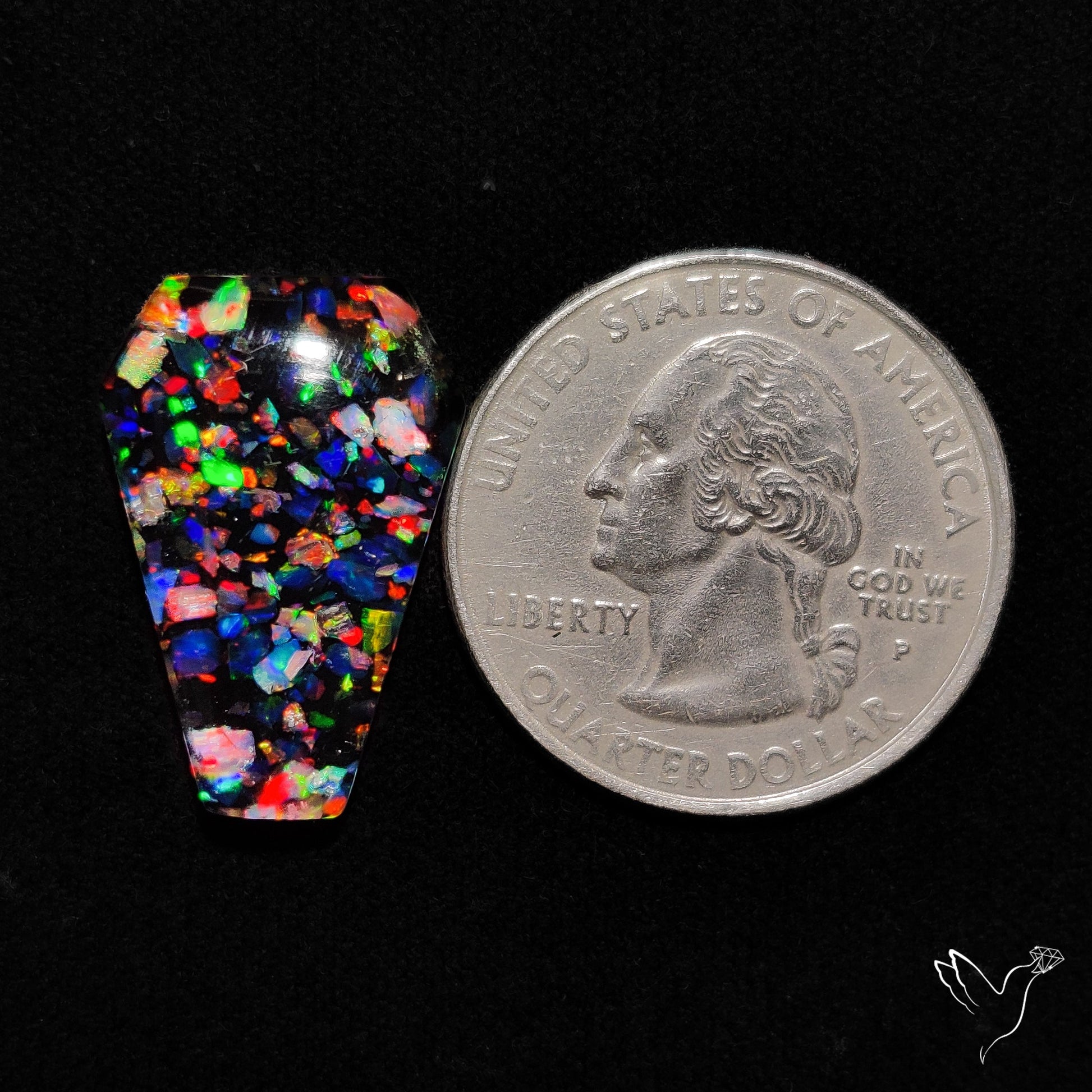 Crushed Aurora Opal Inlay With Himalayan Quartz Doublet Coffin