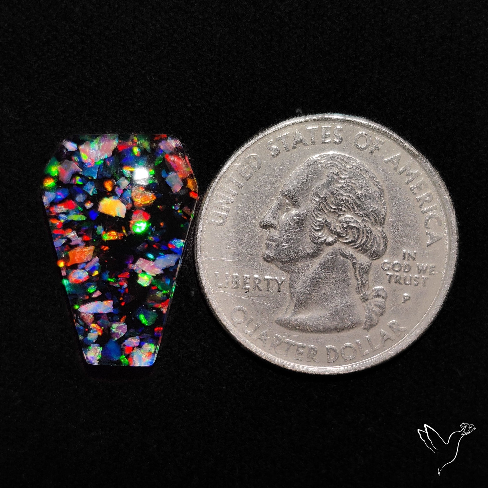 Crushed Aurora Opal Inlay With Himalayan Quartz Doublet Coffin
