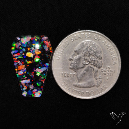 Crushed Aurora Opal Inlay With Himalayan Quartz Doublet Coffin