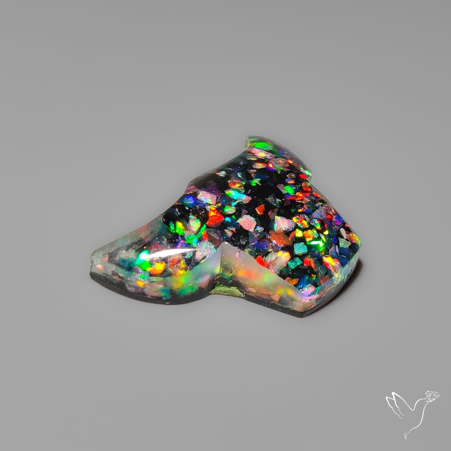 Crushed Aurora Opal Inlay With Himalayan Quartz Doublet Bull Face Carving