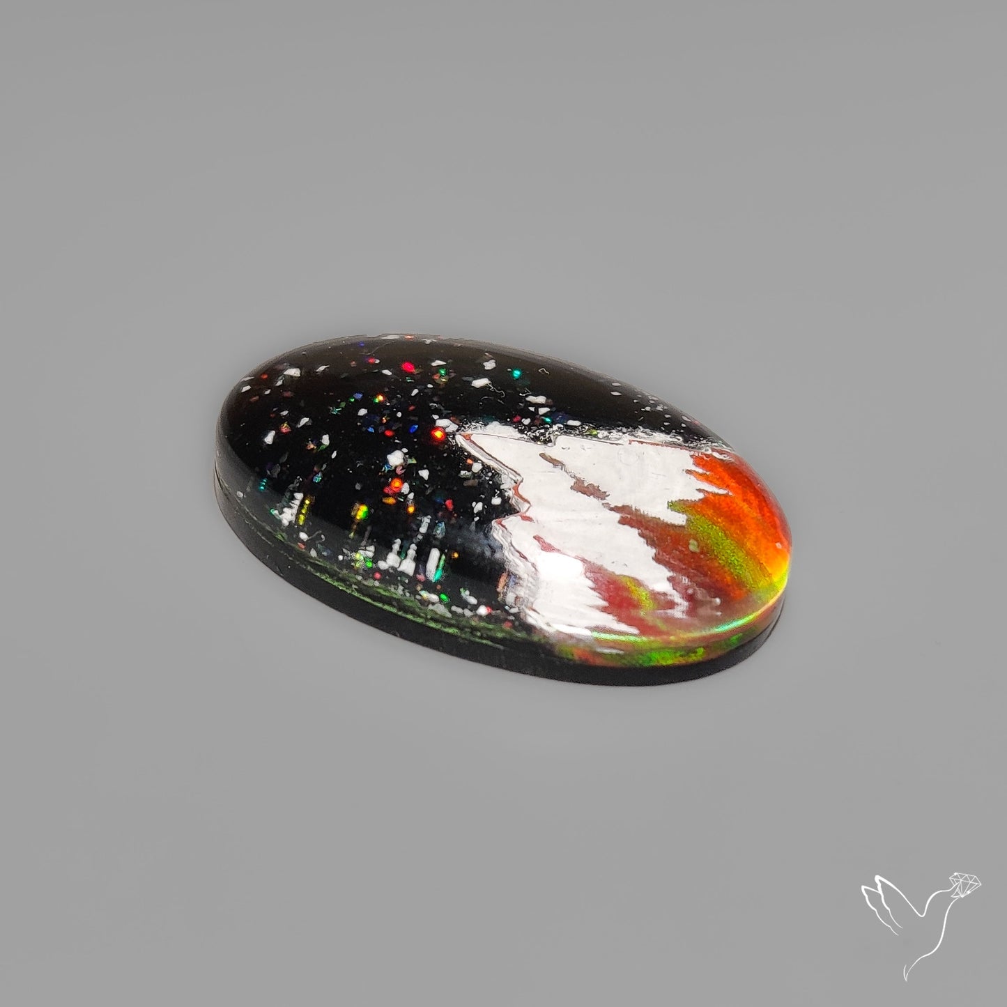 Snow Laden Mountain Artistic Inlay Doublet Cabochon