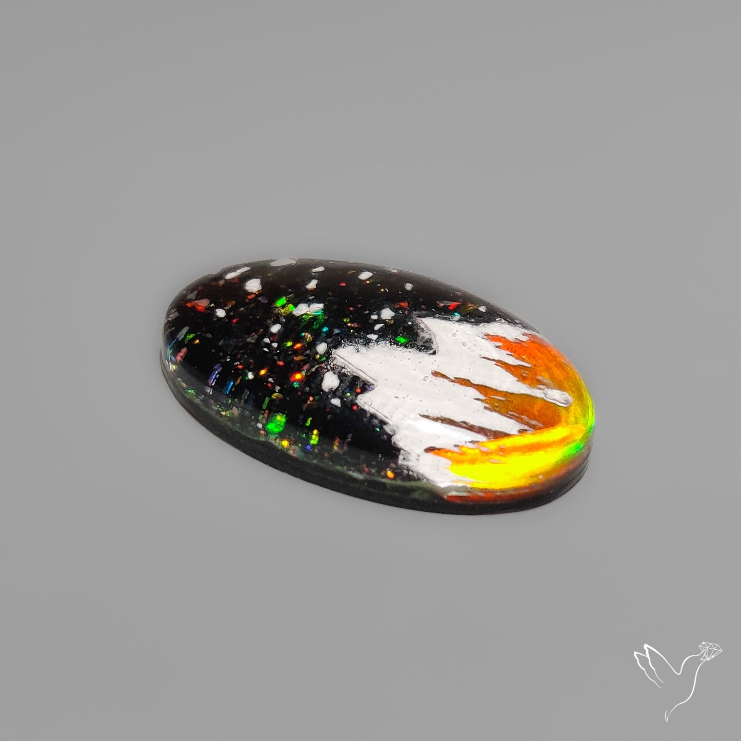 Snow Laden Mountain Artistic Inlay Doublet Cabochon