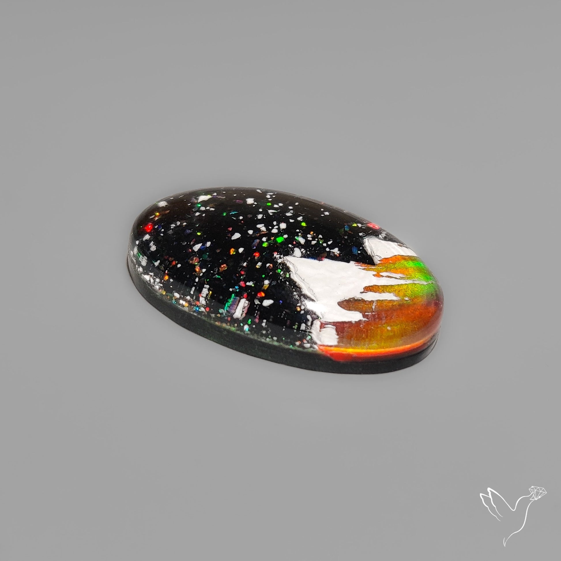 Snow Laden Mountain Artistic Inlay Doublet Cabochon