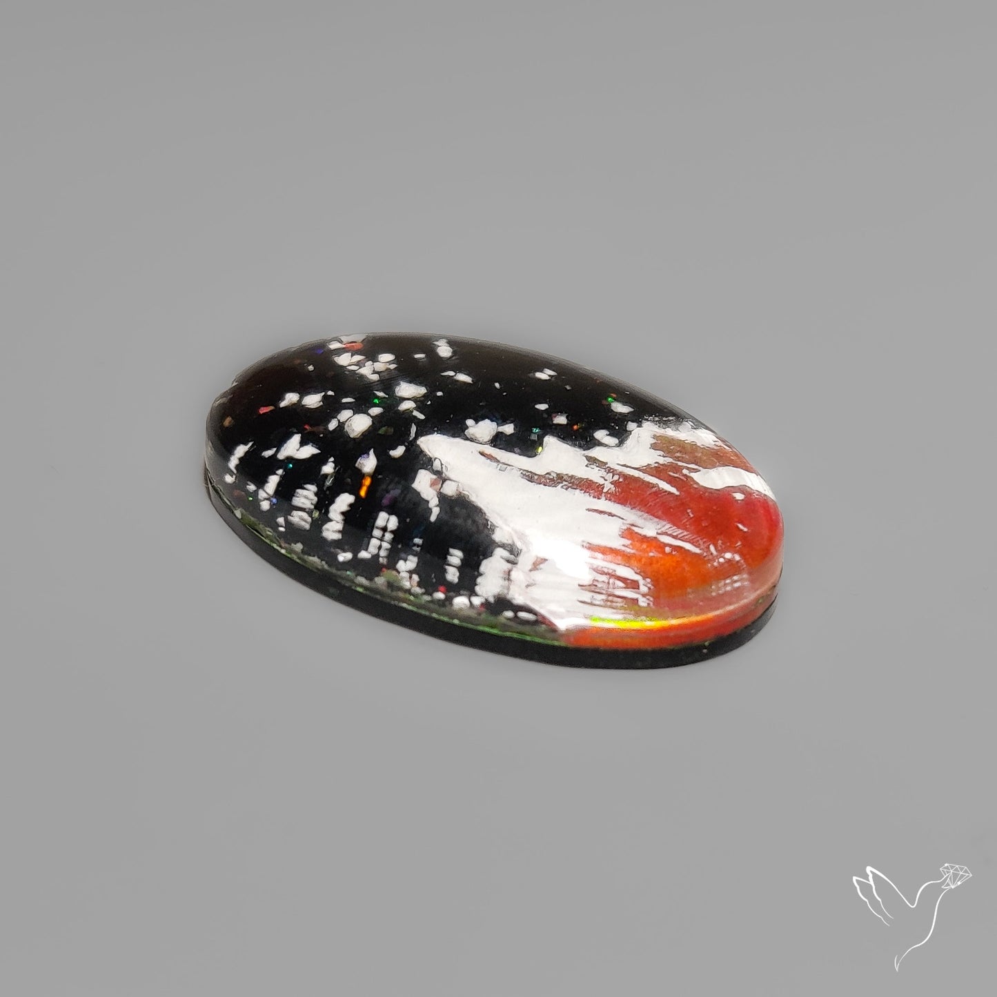 Snow Laden Mountain Artistic Inlay Doublet Cabochon