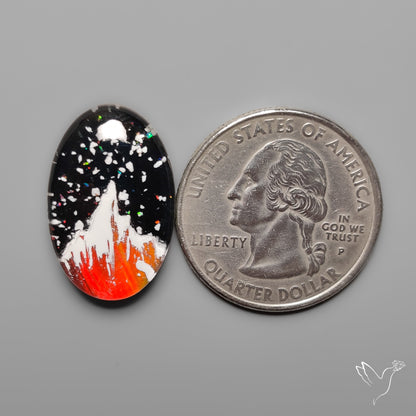 Snow Laden Mountain Artistic Inlay Doublet Cabochon