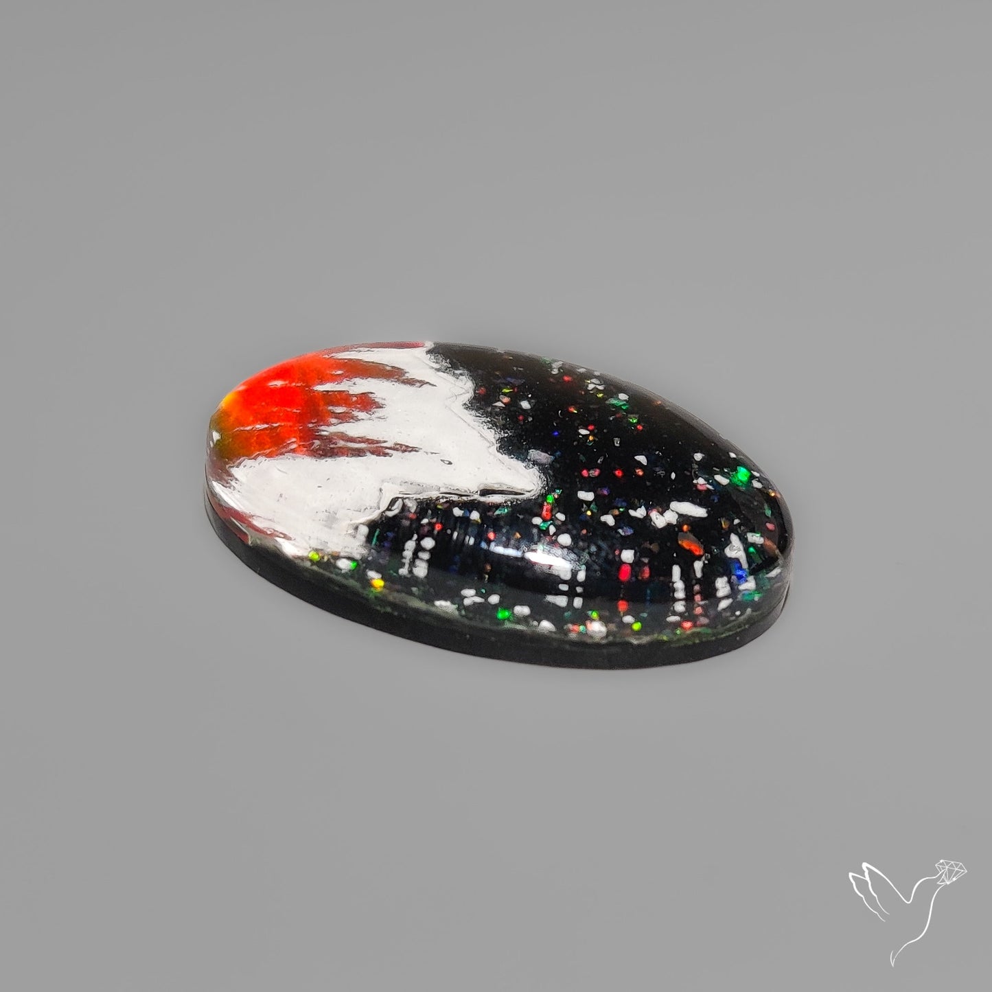 Snow Laden Mountain Artistic Inlay Doublet Cabochon