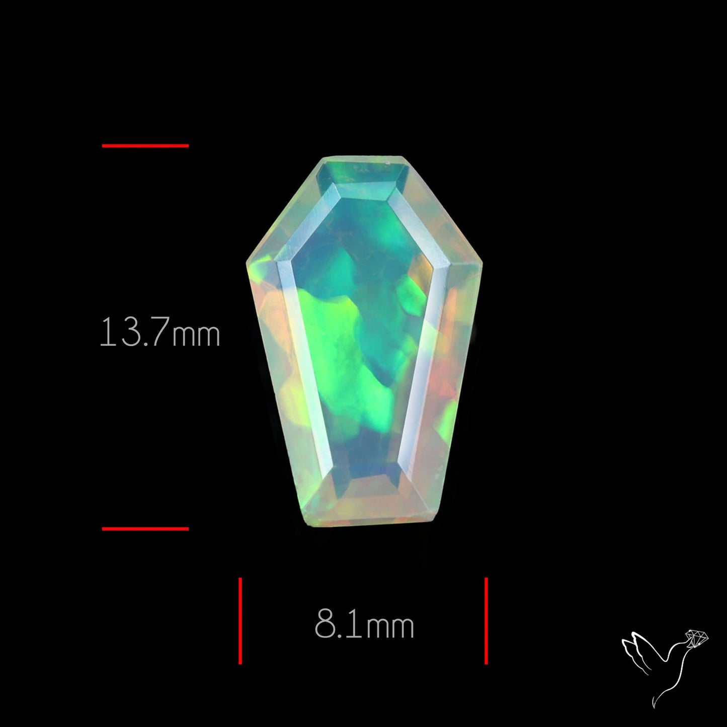 Step Faceted Ethiopian Opal Coffin
