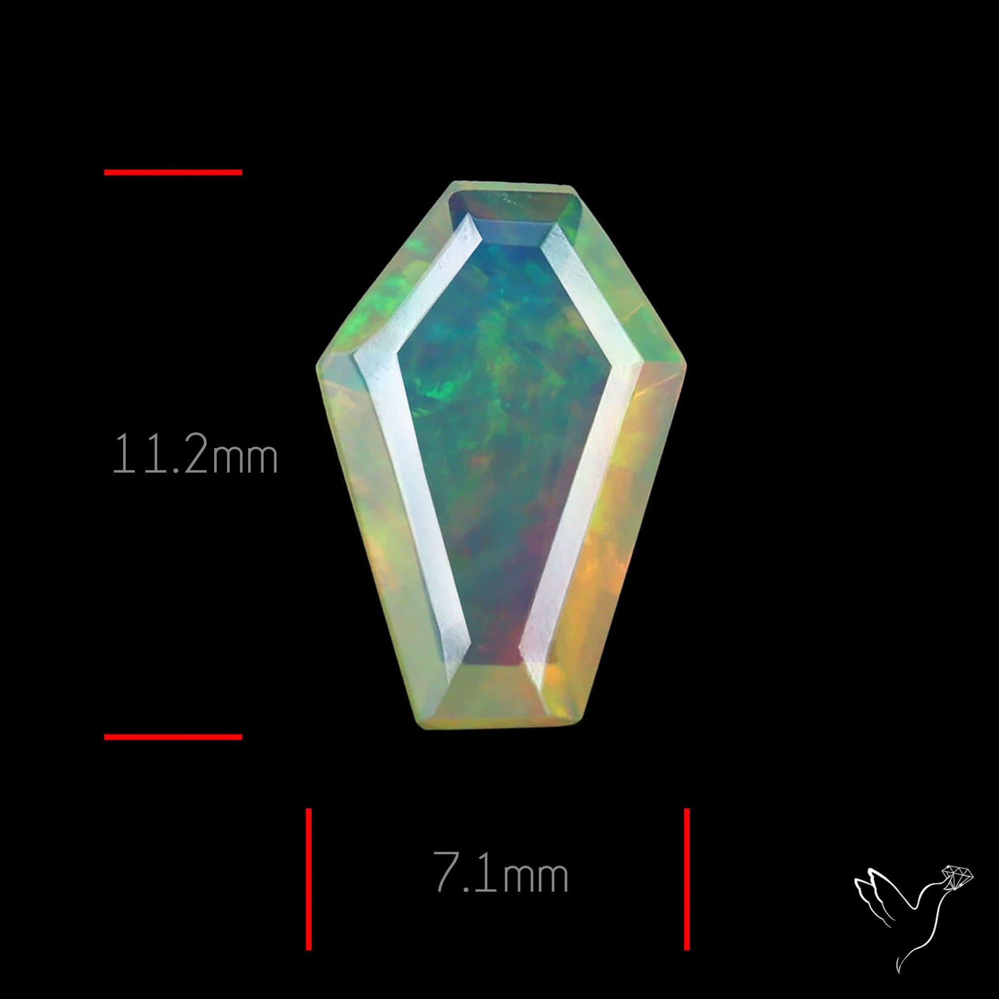 Step Faceted Ethiopian Opal Coffin