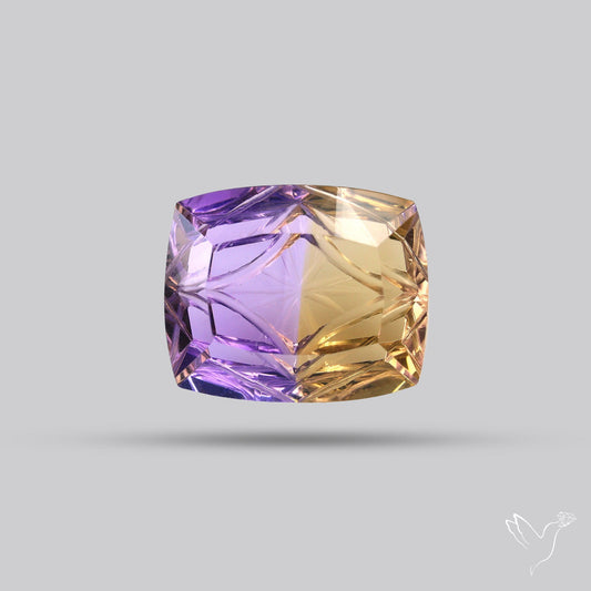 Faceted Ametrine AAA Perfect Bicolor Reverse Intaglio Carving