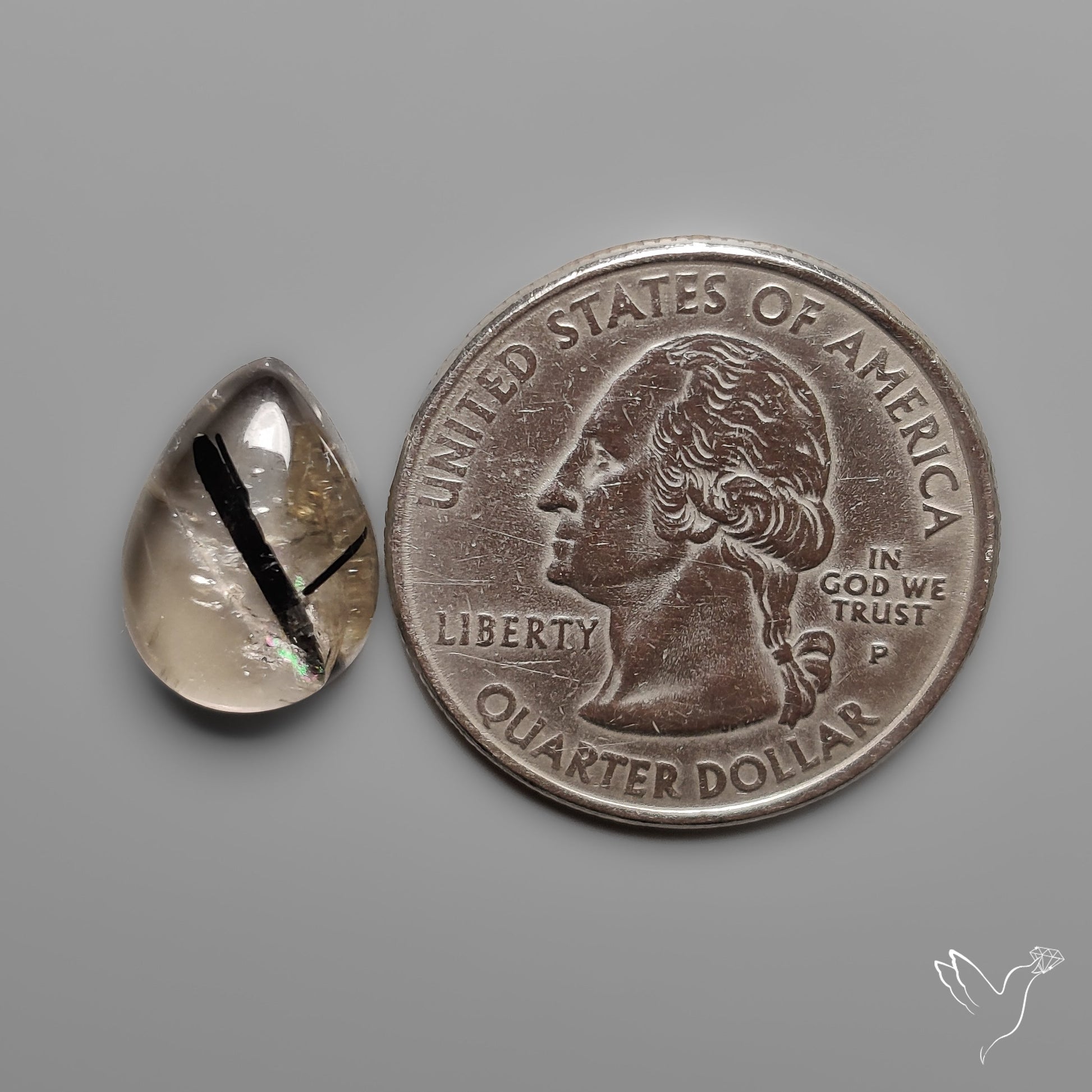 Black Tourmalinated Quartz Cabochon