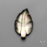 Himalayan Quartz Leaf Carving With Black Mother Of Pearl Doublet
