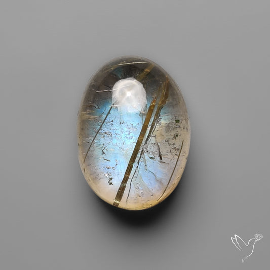 Golden Rutilated Quartz With Labradorite Doublet