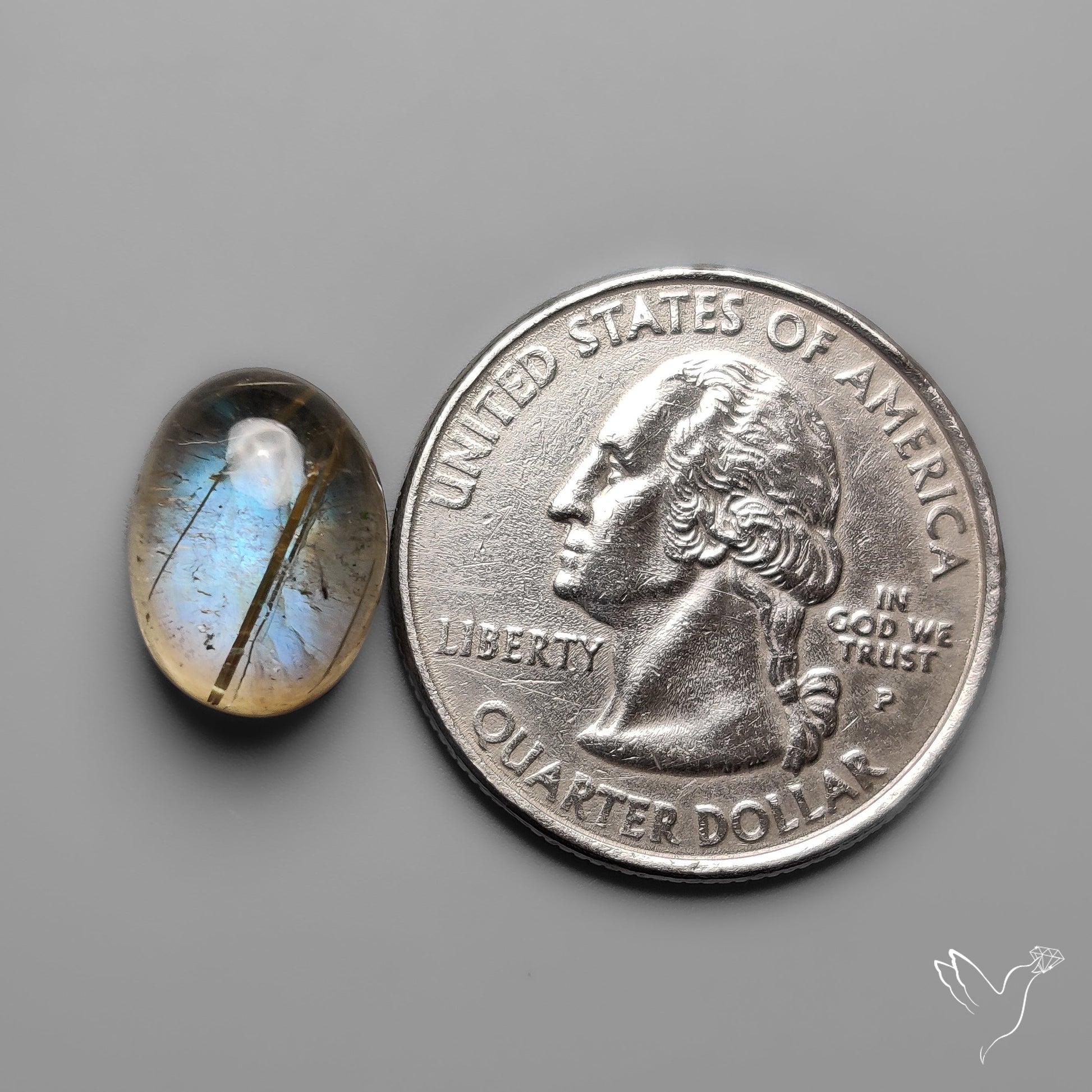 Golden Rutilated Quartz With Labradorite Doublet