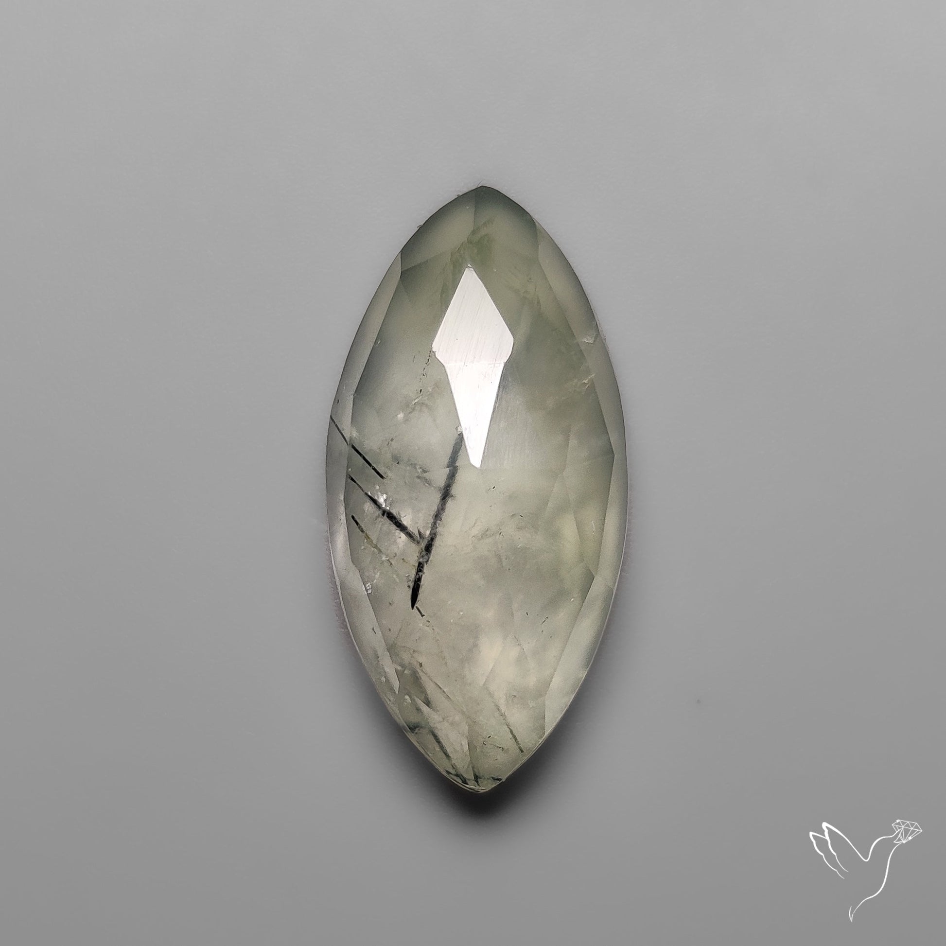 Rose Cut Black Tourmalinated Prehnite