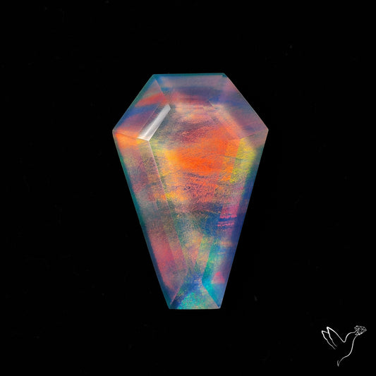 Step Cut Aurora Opal Coffin Doublet