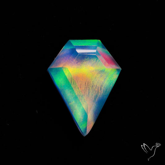 Step Cut Aurora Opal Coffin Doublet