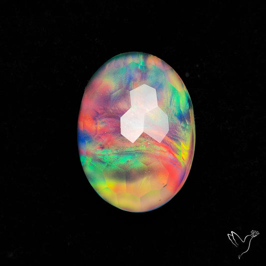 Honeycomb Cut Aurora Opal Doublet