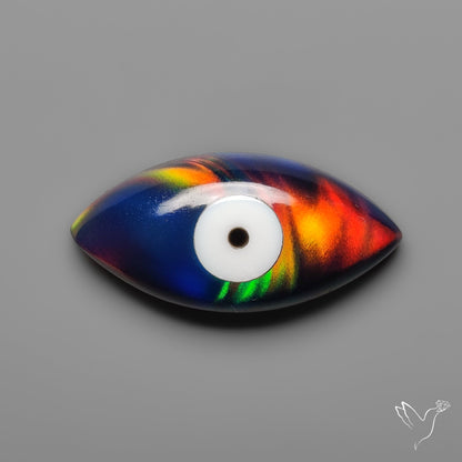 Mother Of Pearl Inlay Aurora Opal Evil Eye Carving