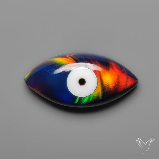 Mother Of Pearl Inlay Aurora Opal Evil Eye Carving