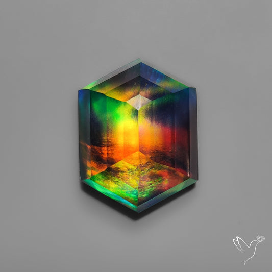 Step Cut Aurora Opal Doublet
