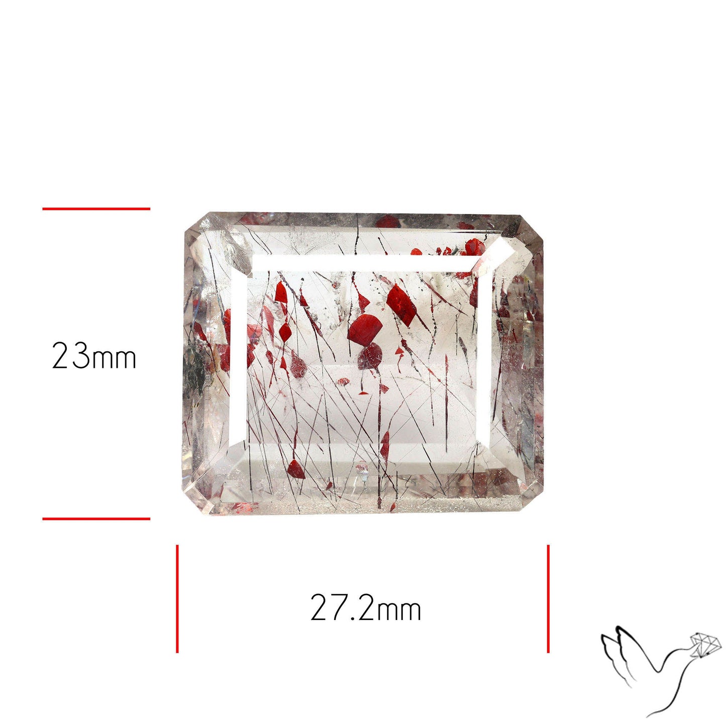 Lepidocrocite In Quartz Faceted