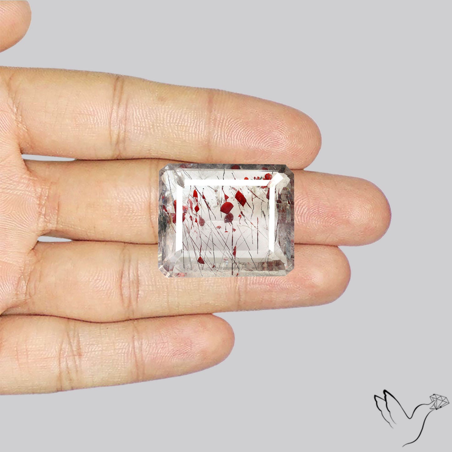 Lepidocrocite In Quartz Faceted