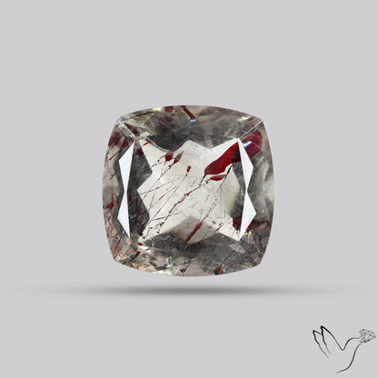 Faceted Lepidocrocite In Quartz with Irisescent Rainbow Inclusion