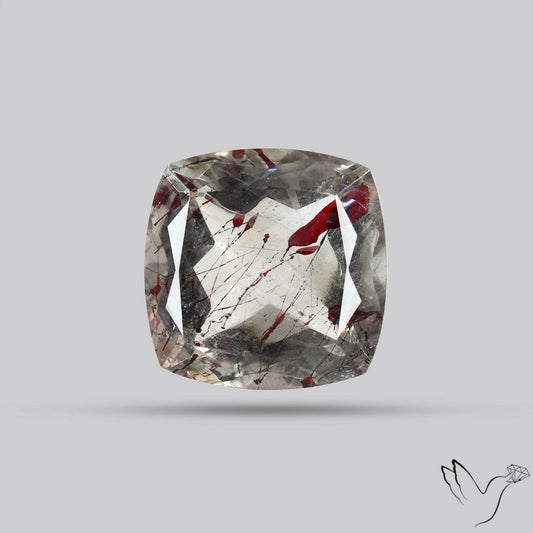 Faceted Lepidocrocite In Quartz with Irisescent Rainbow Inclusion