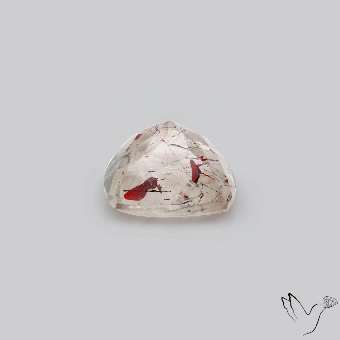 Faceted Lepidocrocite In Quartz with Irisescent Rainbow Inclusion