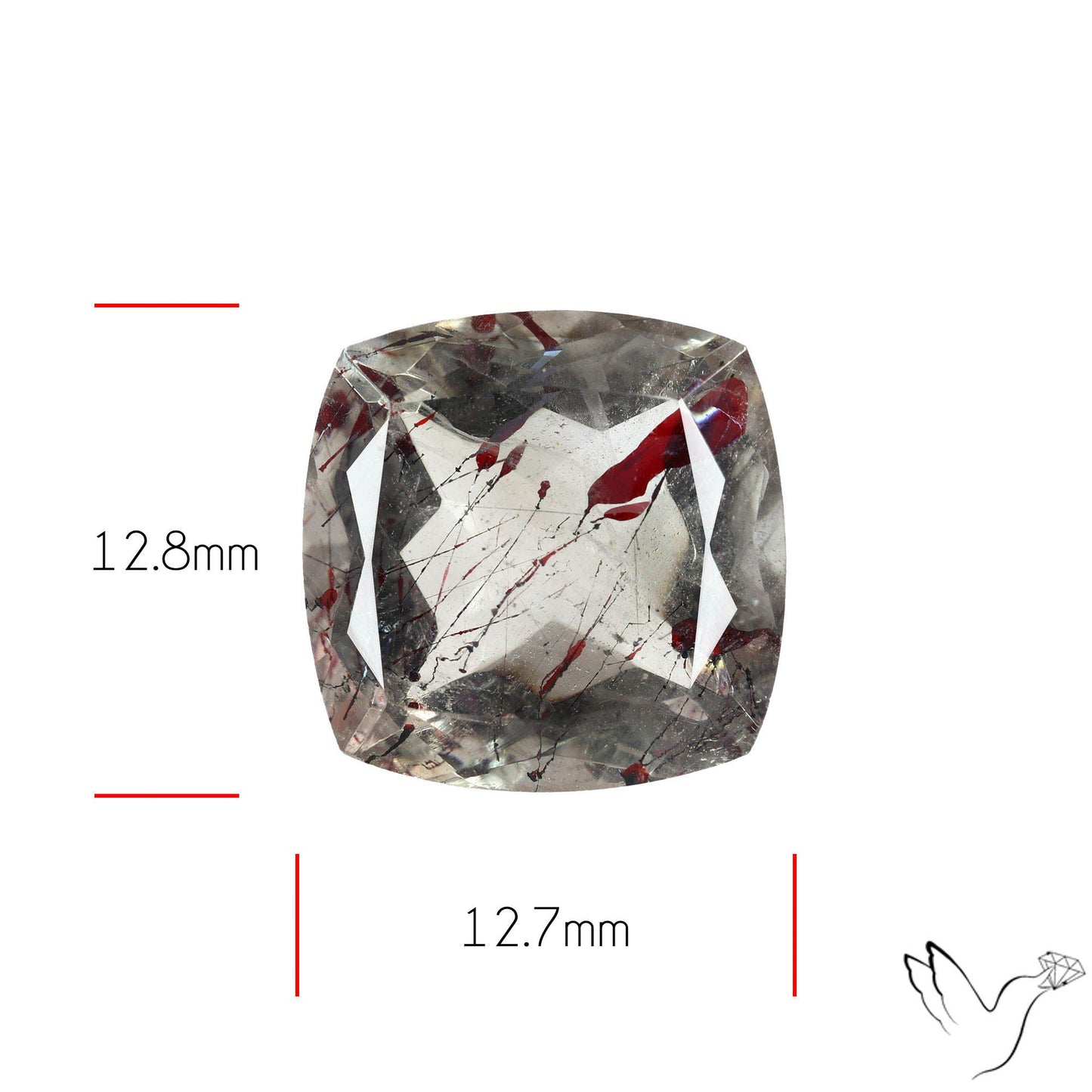 Faceted Lepidocrocite In Quartz with Irisescent Rainbow Inclusion