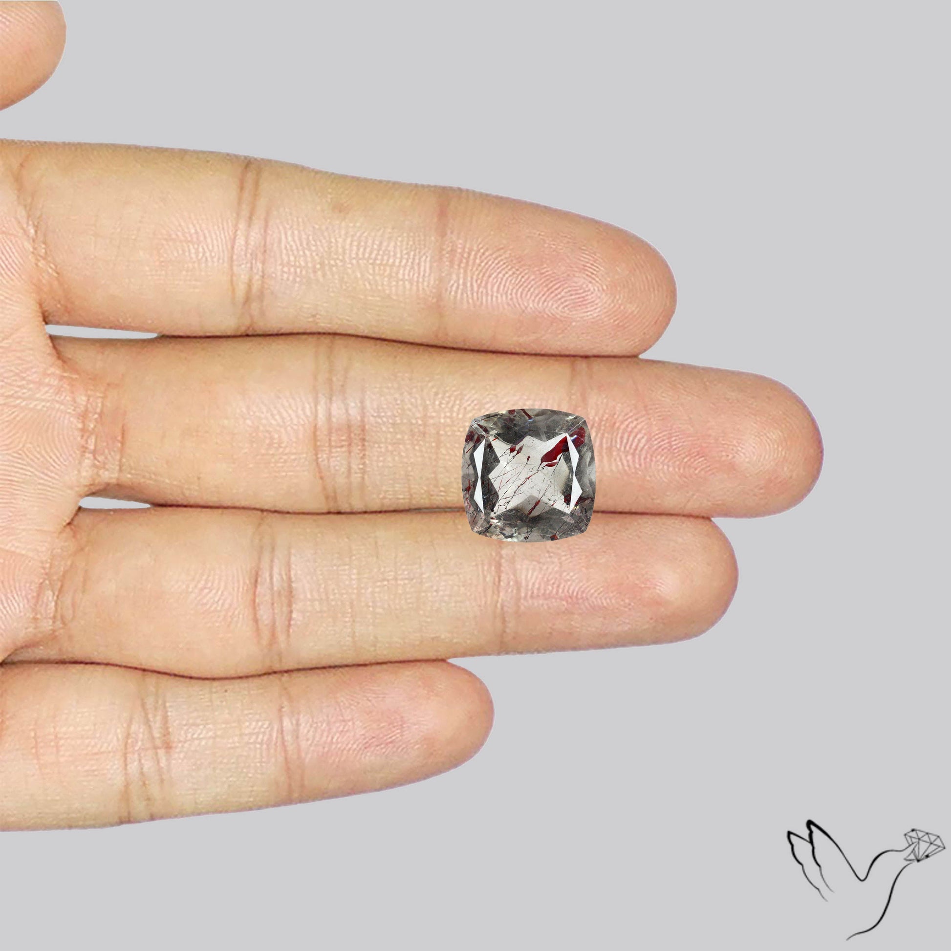 Faceted Lepidocrocite In Quartz with Irisescent Rainbow Inclusion