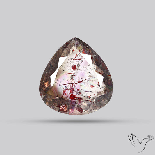 Lepidocrocite In Quartz Faceted